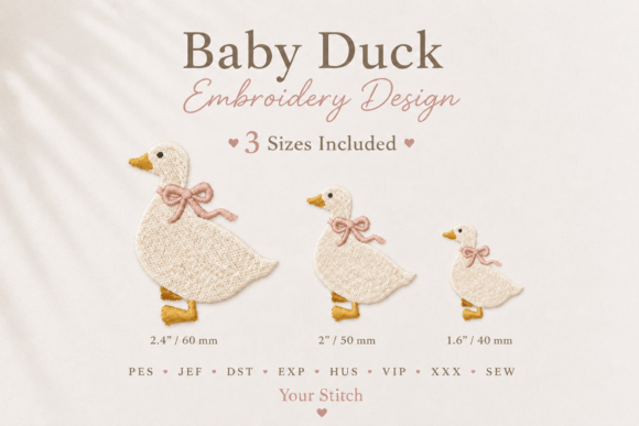 Baby Duck Embroidery Design 3 Sizes in