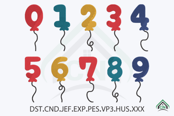 Balloon Numbers Embroidery Design – A Festive Seasonal Staple