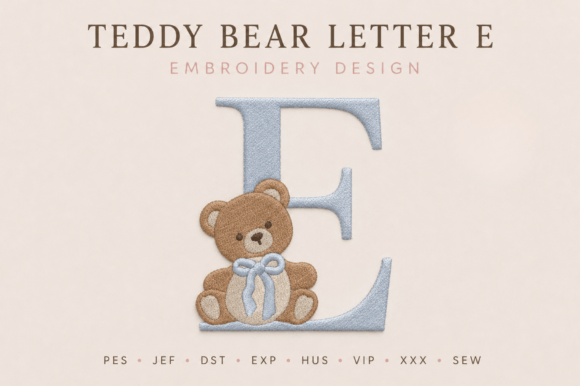 Bear Letter E Embroidery Monogram: A Cute Addition for Etsy Sellers