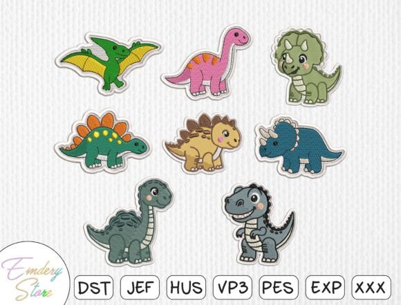 Cute Dinosaur Patch Embroidery Bundle