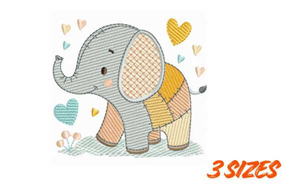 Cute Elephant Embroidery Design Art