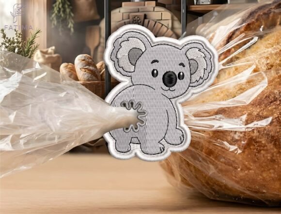Cute Koala Bag Tie Embroidery Design