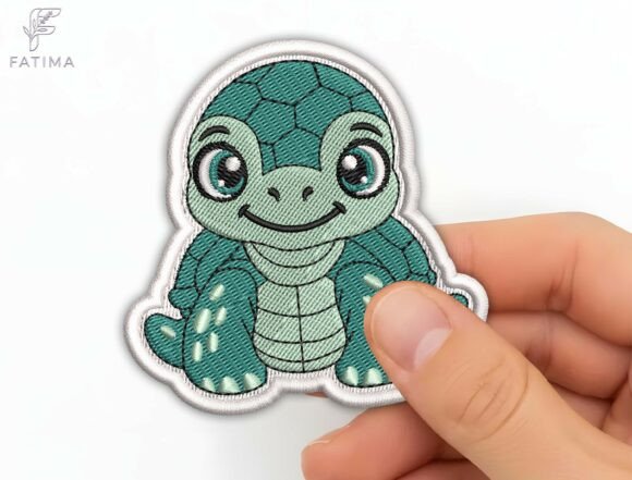 Cute Turtle Patch Embroidery Design