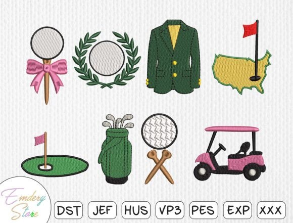 Golf Collection Embroidery Design Set for Handmade Gifts