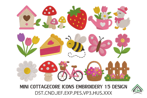 Mini Cottagecore Icons Embroidery Design