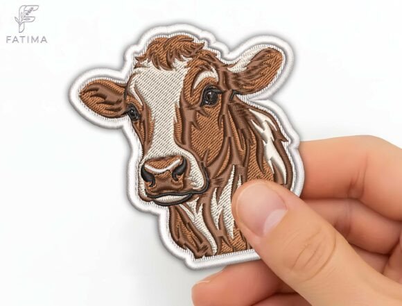 Realistic Cow Head Patch Embroidery File