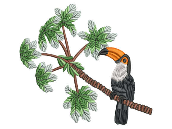 Toucan on Palm Tree Embroidery